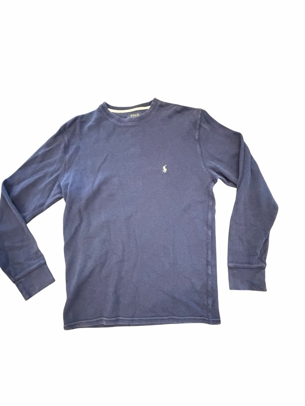 Polo Ralph Lauren Thermal Shirt Mens Medium‎ Navy Blue Waffle Knit Long Sleeve